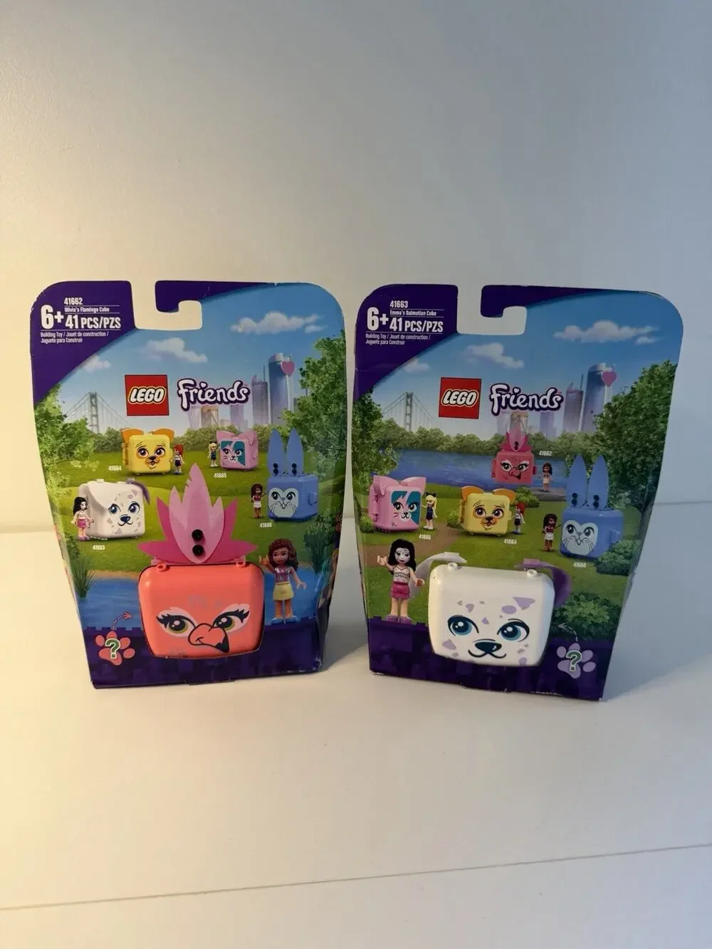 New Lot 2 Lego Friends Olivia Flamingo Emma Dalmatian Cube 41662 41663